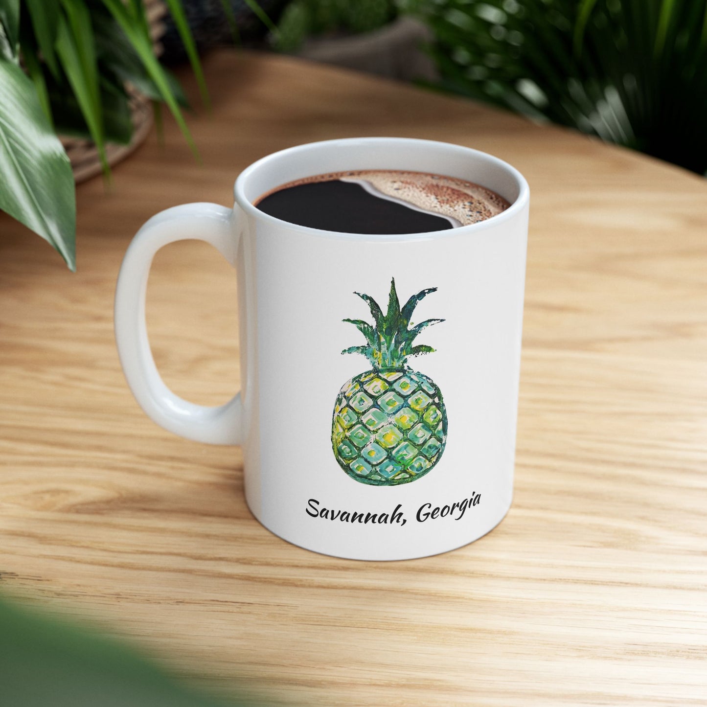 PINEAPPLE Hug- Coffee Mug -Green- SAVANNAH, GA  - 11 OZ