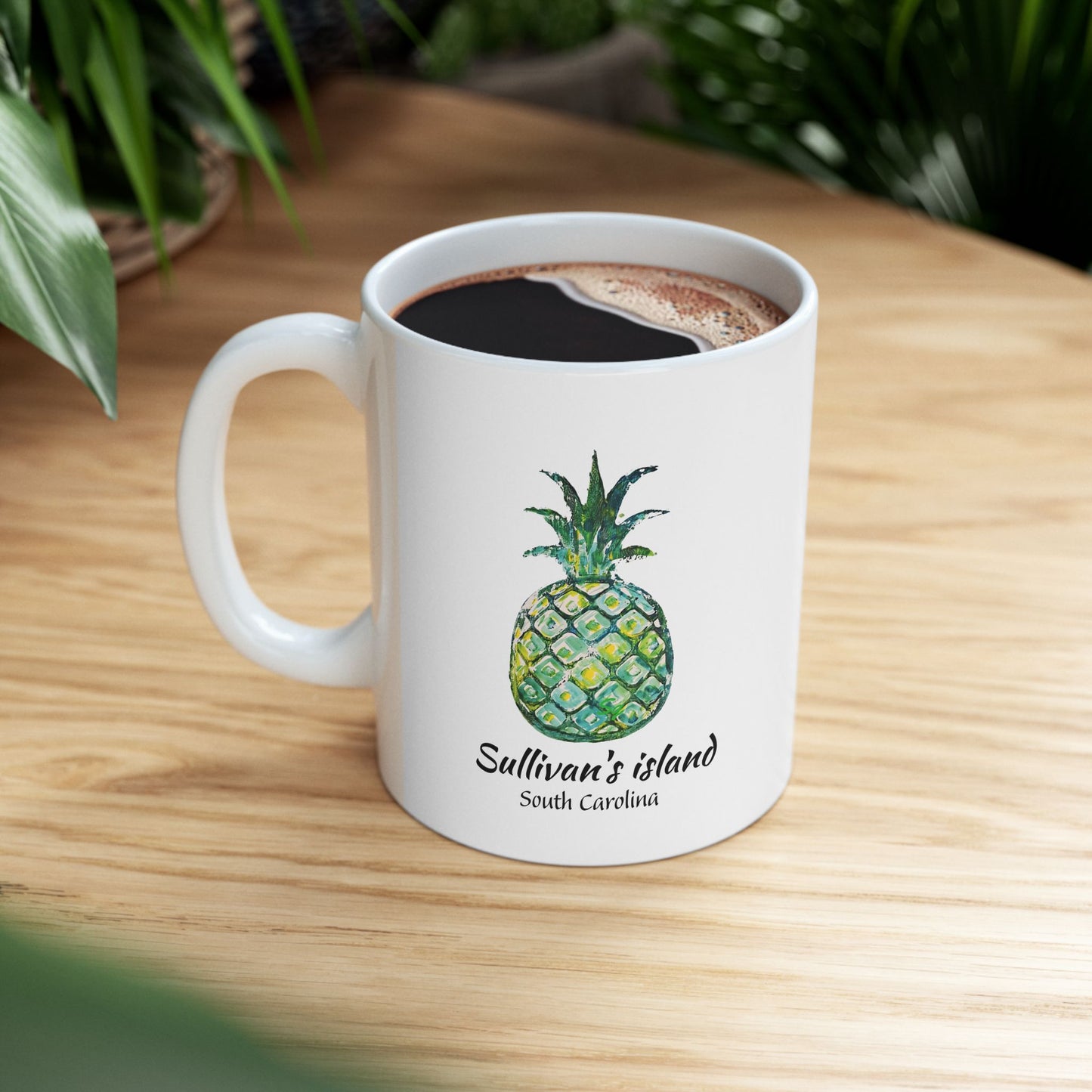 PINEAPPLE Hug- Coffee Mug -Green- SULLIVANS ISLAND, SC   - 11 OZ