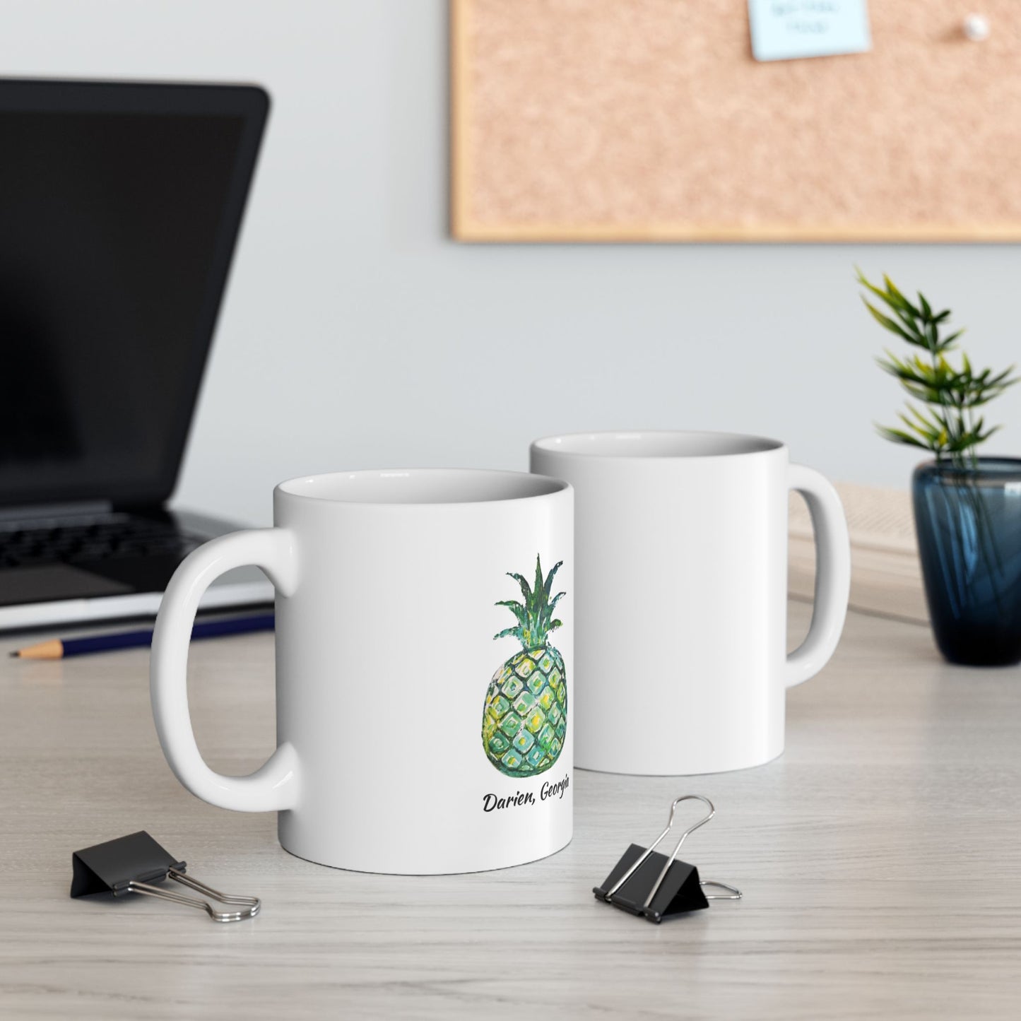 PINEAPPLE Hug - Coffee Mug - Green - DARIEN, GA - 11 OZ