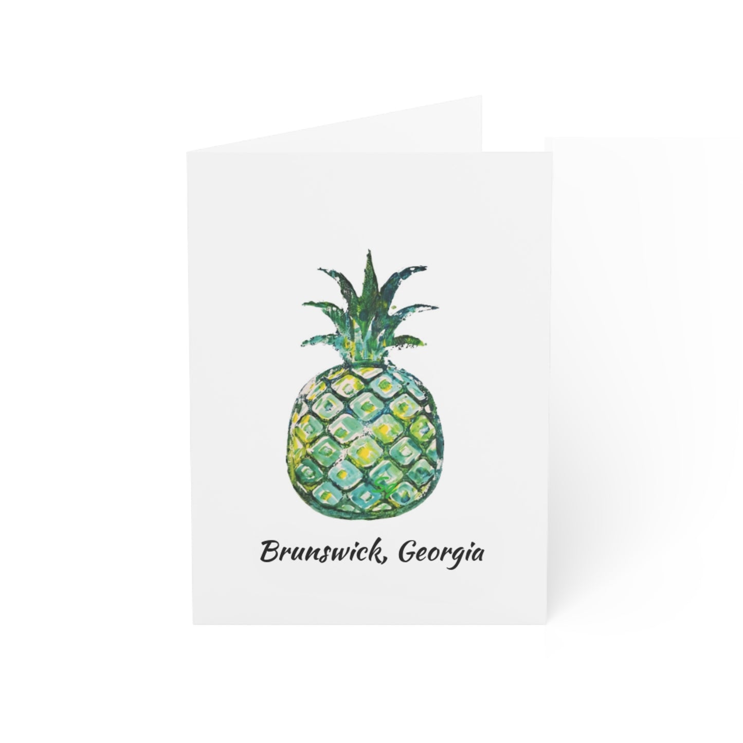 Pineapple Hug Collection Green- BRUNSWICK, GA- NOTECARDS -- 10 Pack with Envelopes