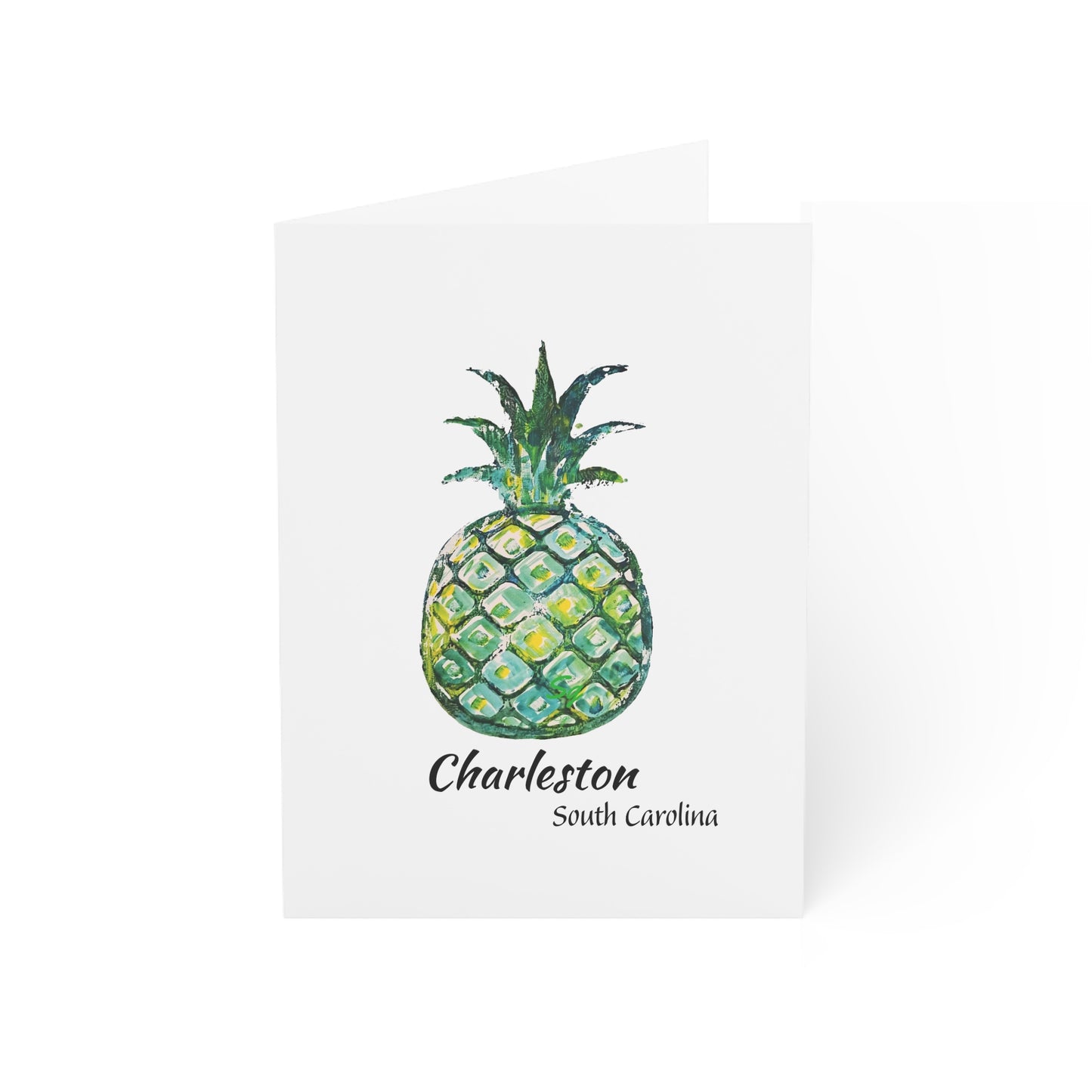 Pineapple Hug Collection Green- NOTECARDS -CHARLESTON, SC - 10 Pack with Envelopes