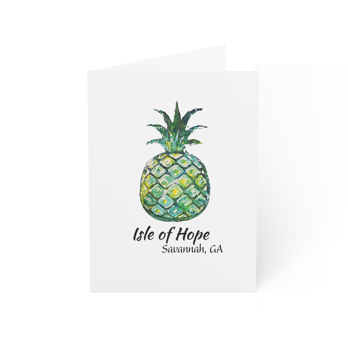 Pineapple Hug Collection Green- NOTECARDS -ISLE OF HOPE, GA- 10 Pack with Envelopes