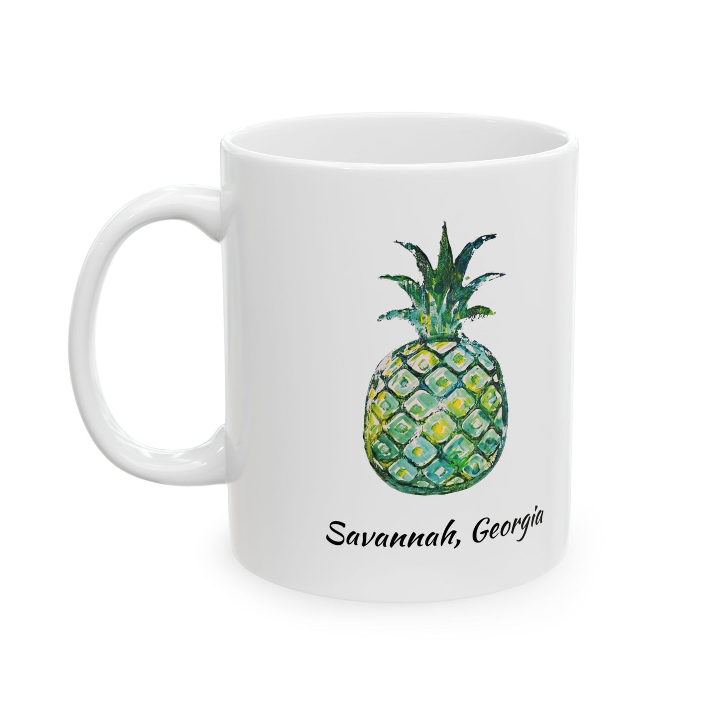 PINEAPPLE Hug- Coffee Mug -Green- SAVANNAH, GA  - 11 OZ
