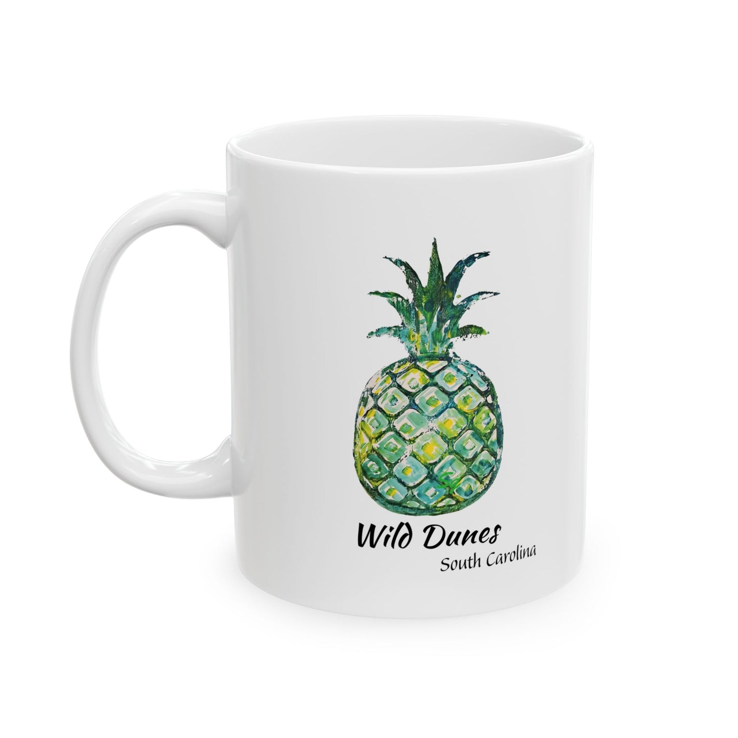 PINEAPPLE Hug- Coffee Mug -Green- WILD DUNES, SC   - 11 OZ