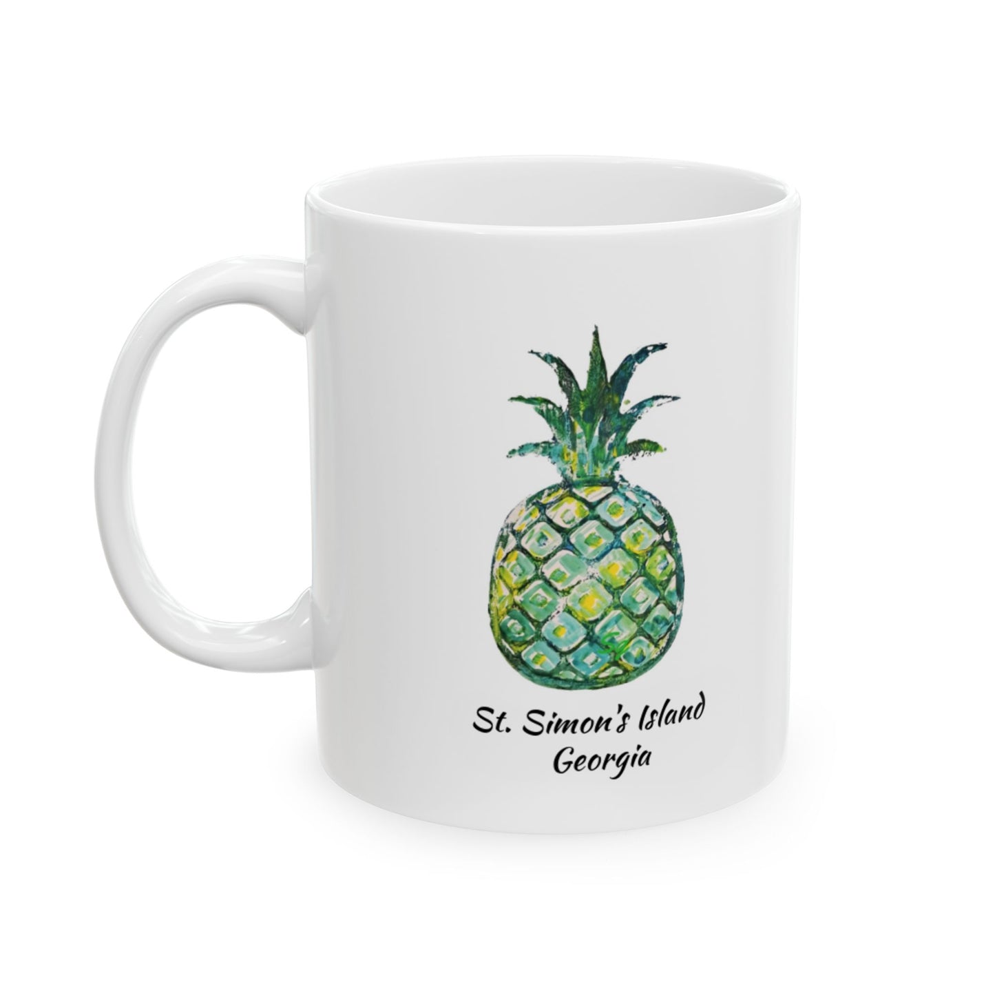 PINEAPPLE Hug - Coffee Mug - Green - ST. SIMONS ISLAND, GA - 11 OZ