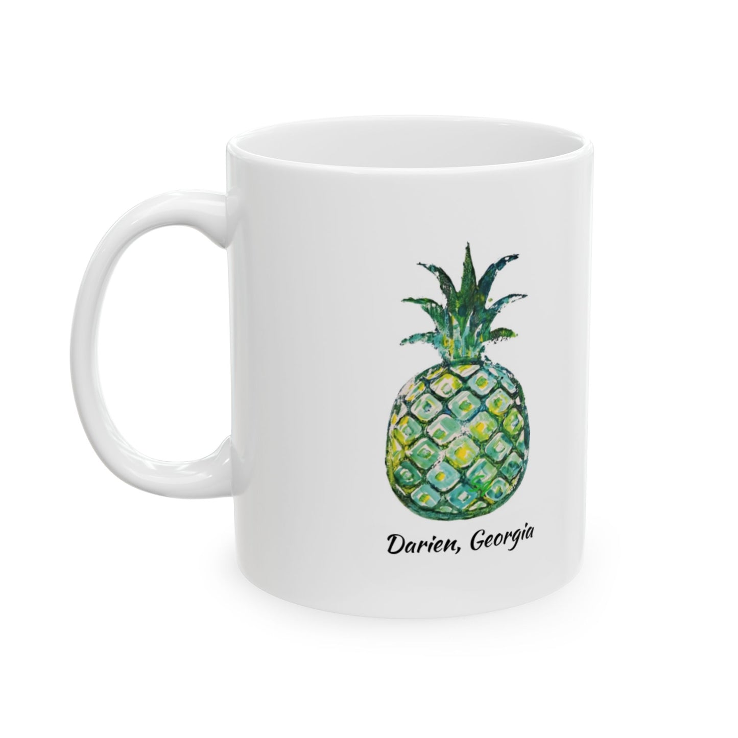 PINEAPPLE Hug - Coffee Mug - Green - DARIEN, GA - 11 OZ