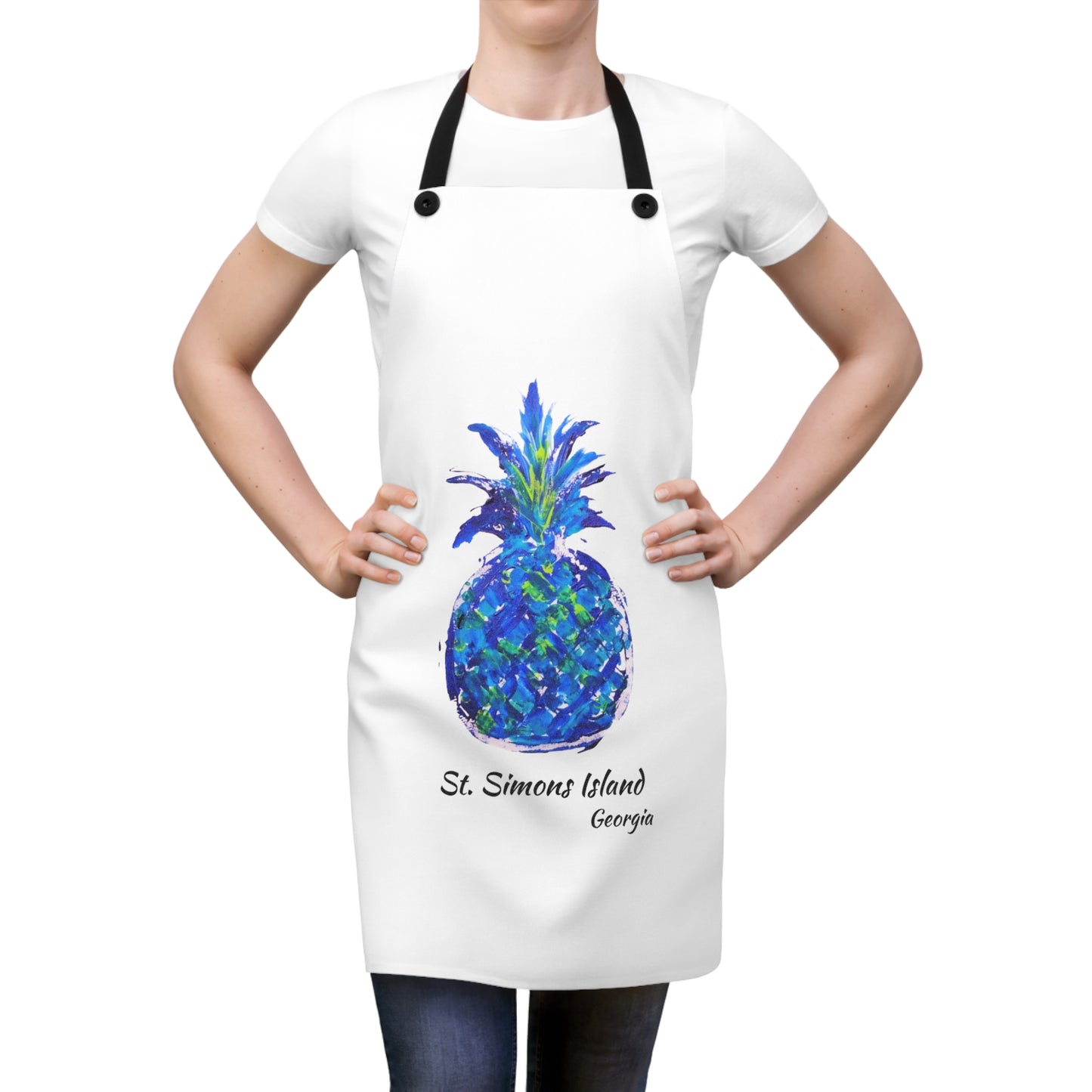 Pineapple Hug Apron - ST. SIMONS ISLAND, GA- Blue