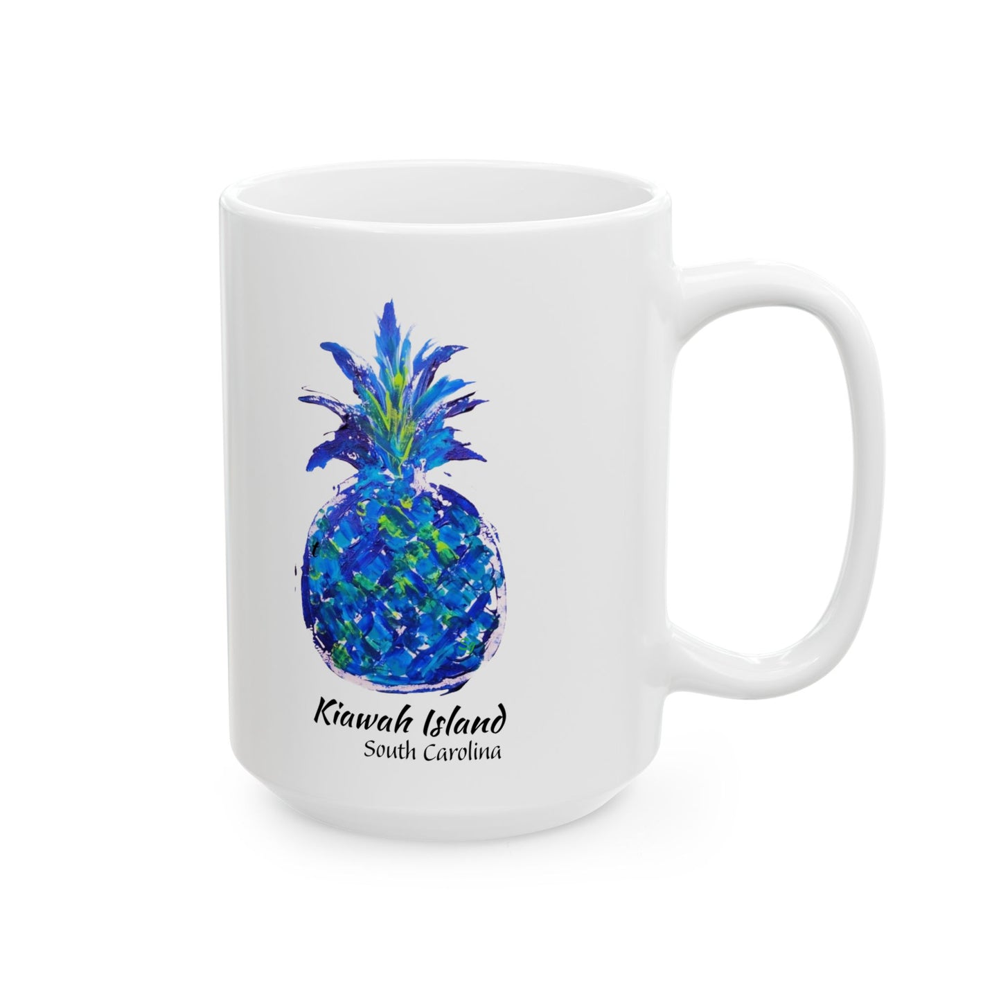 PINEAPPLE Hug- Coffee Mug - KIAWAH ISLAND, SC - Blue - 15 oz