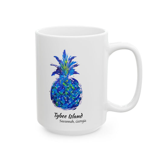 PINEAPPLE Hug- Coffee Mug - TYBEE ISLAND, GA - Blue - 15 oz