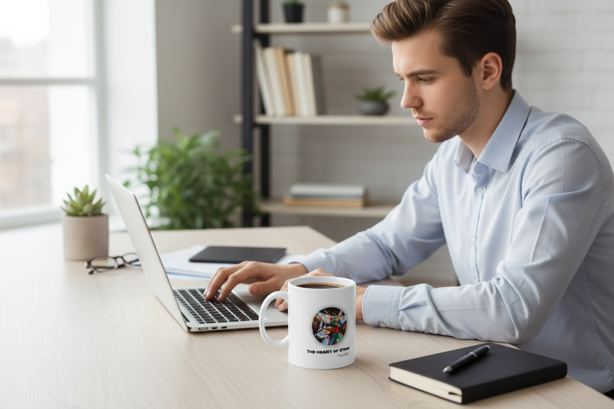 HeART of STONE mug desk mockup