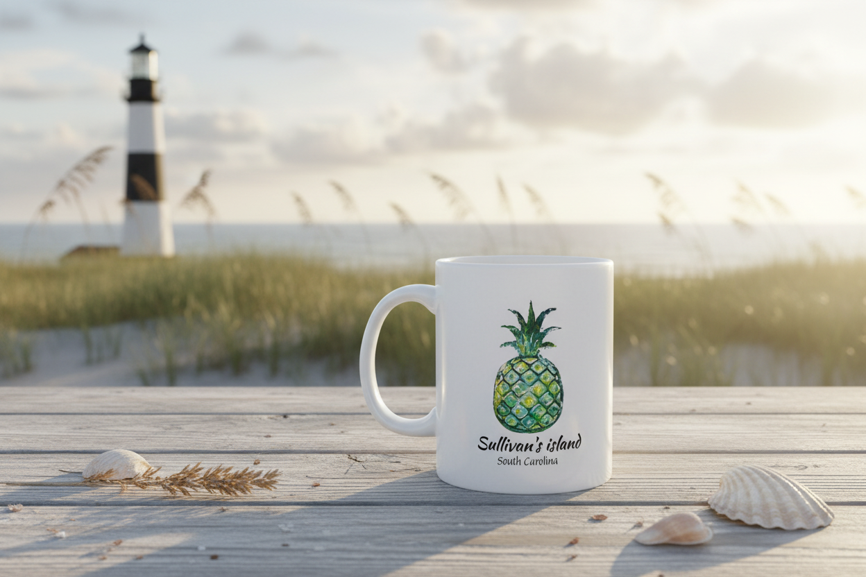 PINEAPPLE Hug- Coffee Mug -Green- SULLIVANS ISLAND, SC   - 11 OZ